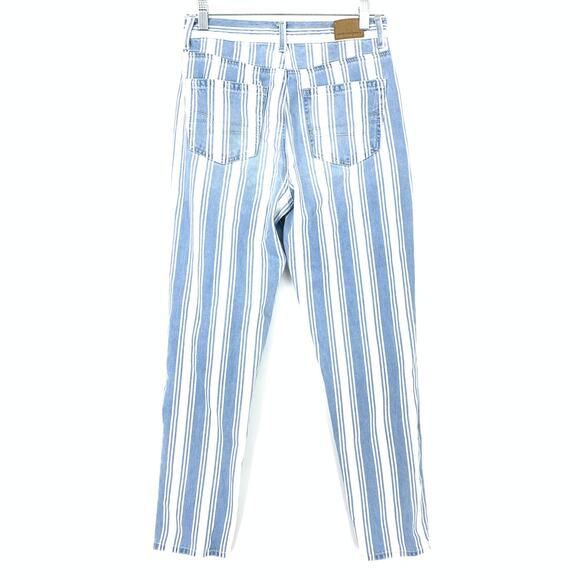 American Eagle Women's Size 2 Striped High Waisted Rise Tapered Leg Mom Jeans - Picture 3 of 10